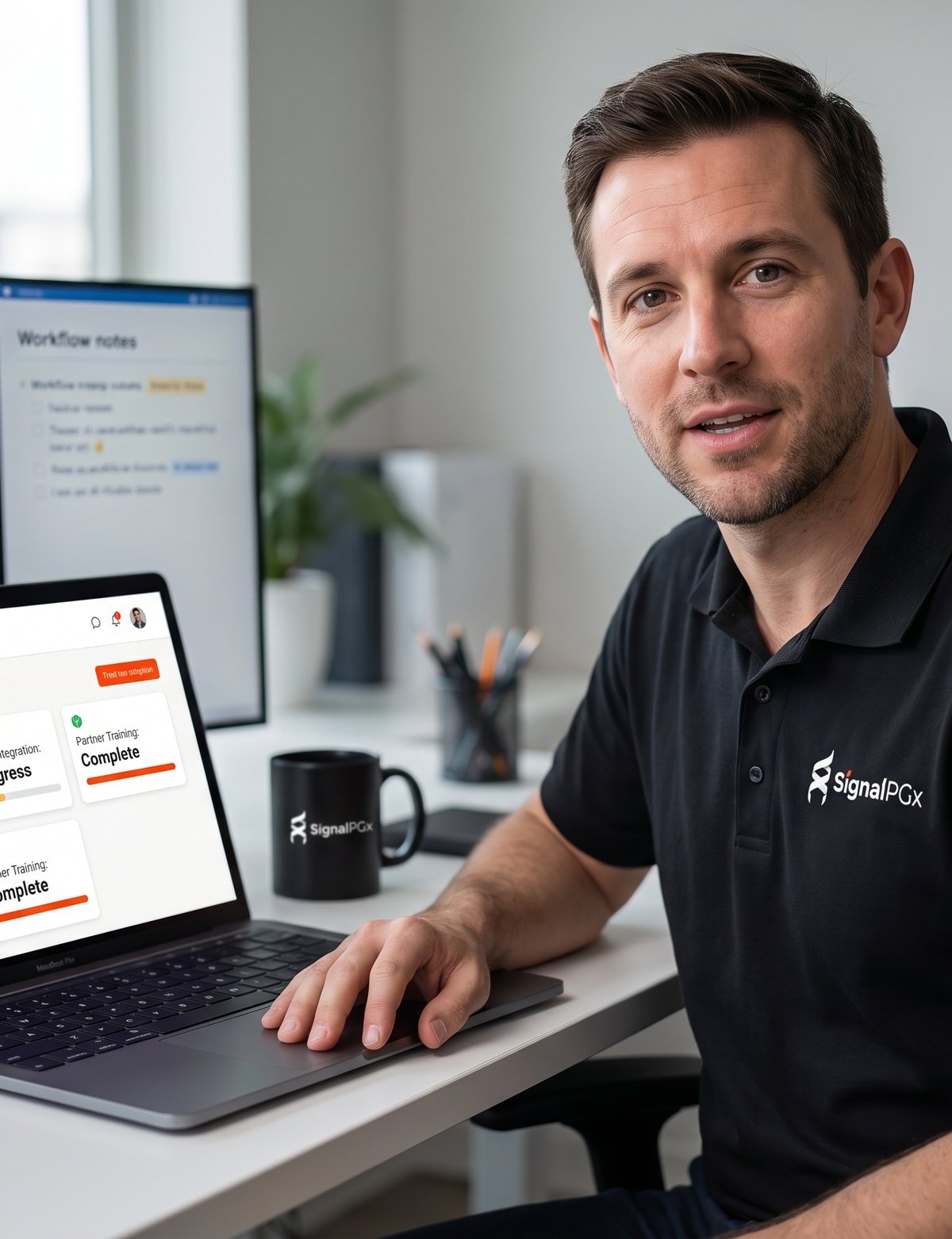 Lab team member using the SignalPGx onboarding dashboard